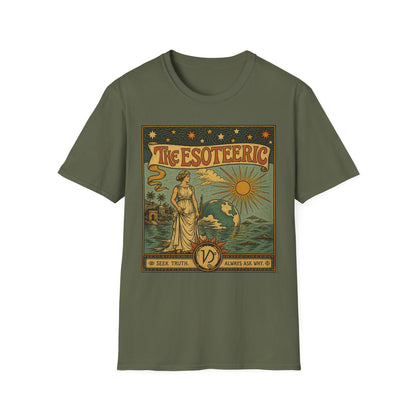 Esoteric Vintage Graphic T‑Shirt — 'The Esoteric' Retro Sun & Mystical Woman Design