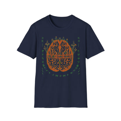 Free Your Mind Brain Illustration T-Shirt — Psychedelic Mushroom Mindfulness Tee