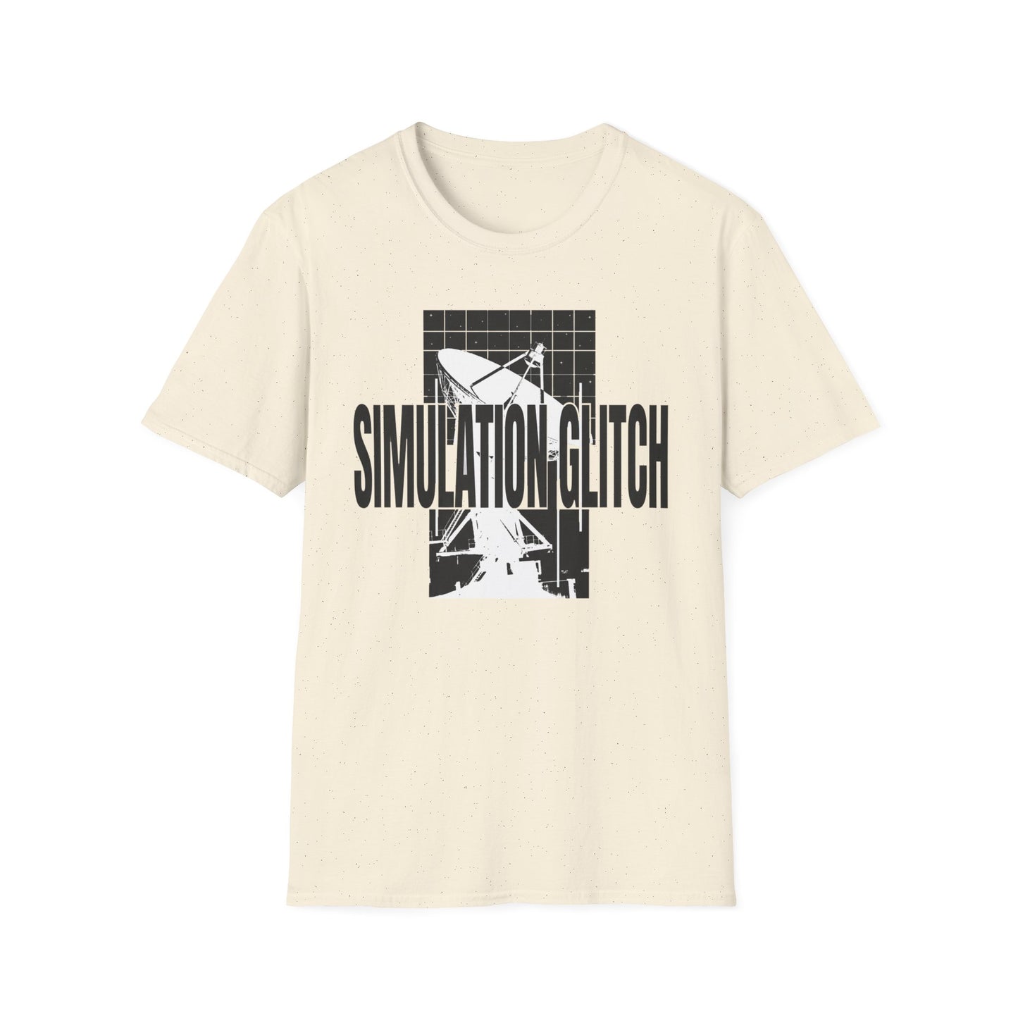 Simulation Glitch T-Shirt — Retro Satellite Grid Graphic Tee