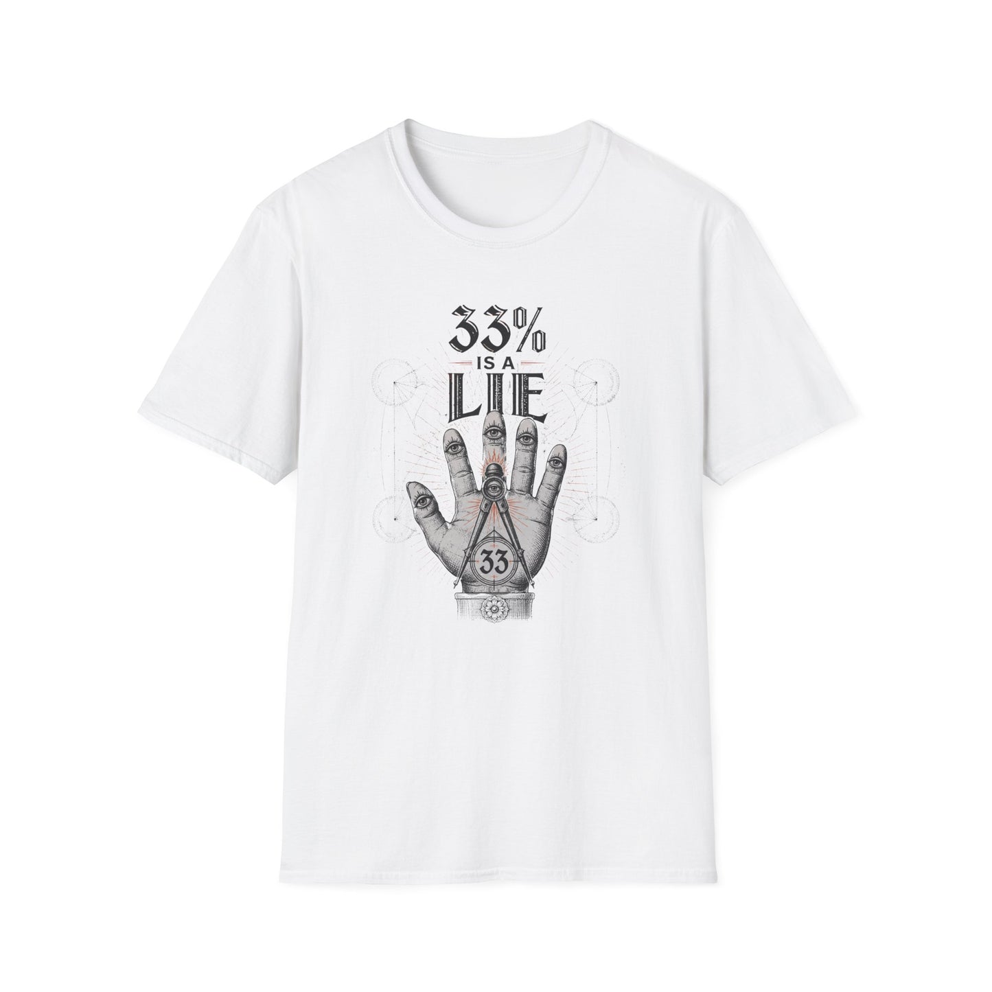33% Is a Lie Graphic Tee with Mystic Hand Illustration