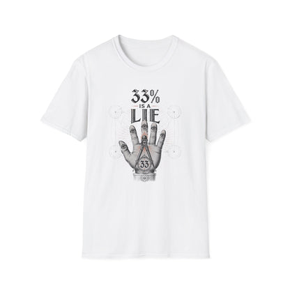 33% Is a Lie Graphic Tee with Mystic Hand Illustration
