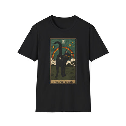 The Asterisk Tarot Cat T-Shirt — Retro Rainbow Black Cat Graphic Tee
