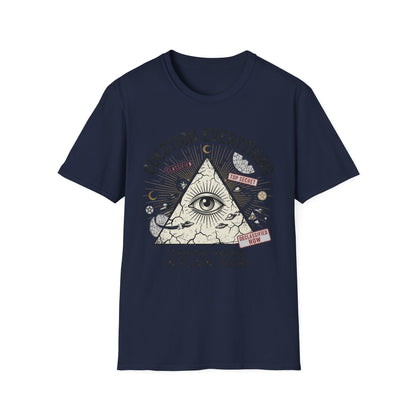 Question Everything T-Shirt — Eye Pyramid Graphic with “Truth Hides in Plain Sight”