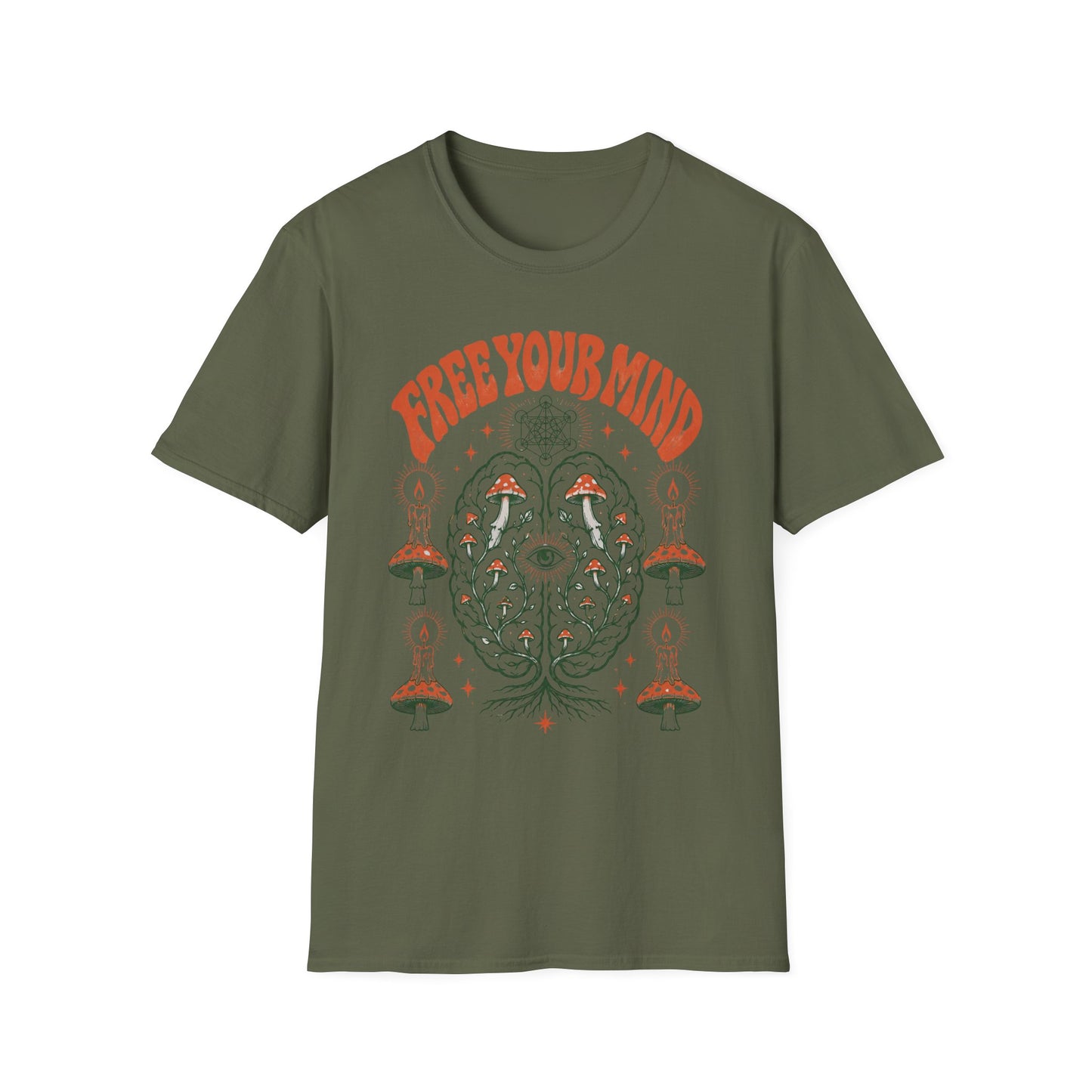 Free Your Mind T-Shirt — Retro Psychedelic Mushroom Graphic Tee