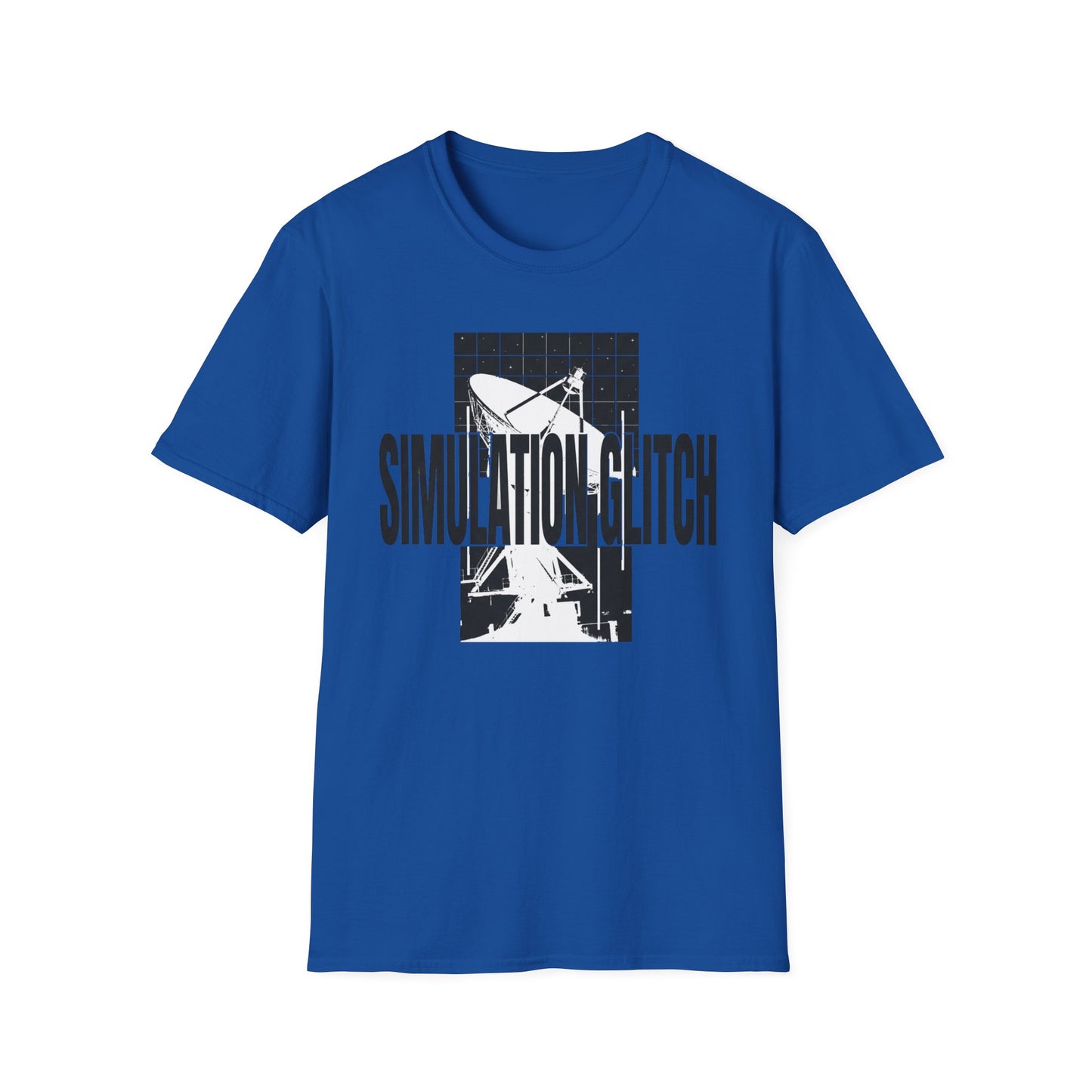 Simulation Glitch T-Shirt — Retro Satellite Grid Graphic Tee