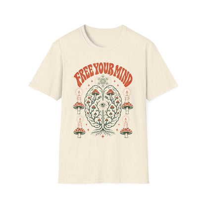Free Your Mind T-Shirt — Retro Psychedelic Mushroom Graphic Tee