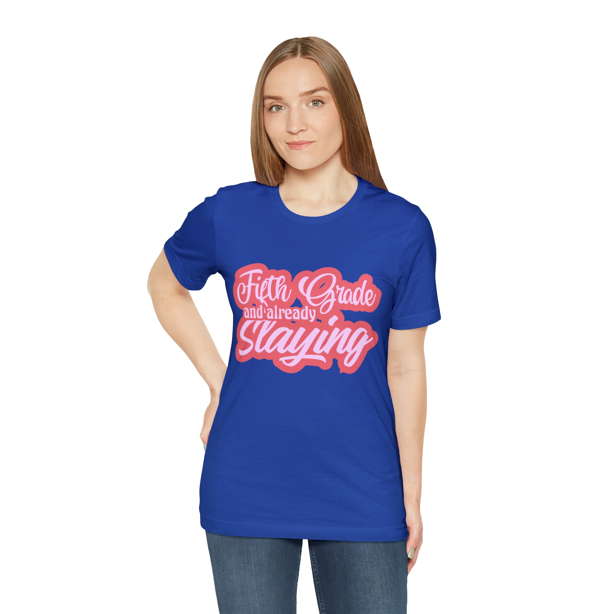 Slaying in Fifth Grade Shirt | Pink School Unisex T-Shirt