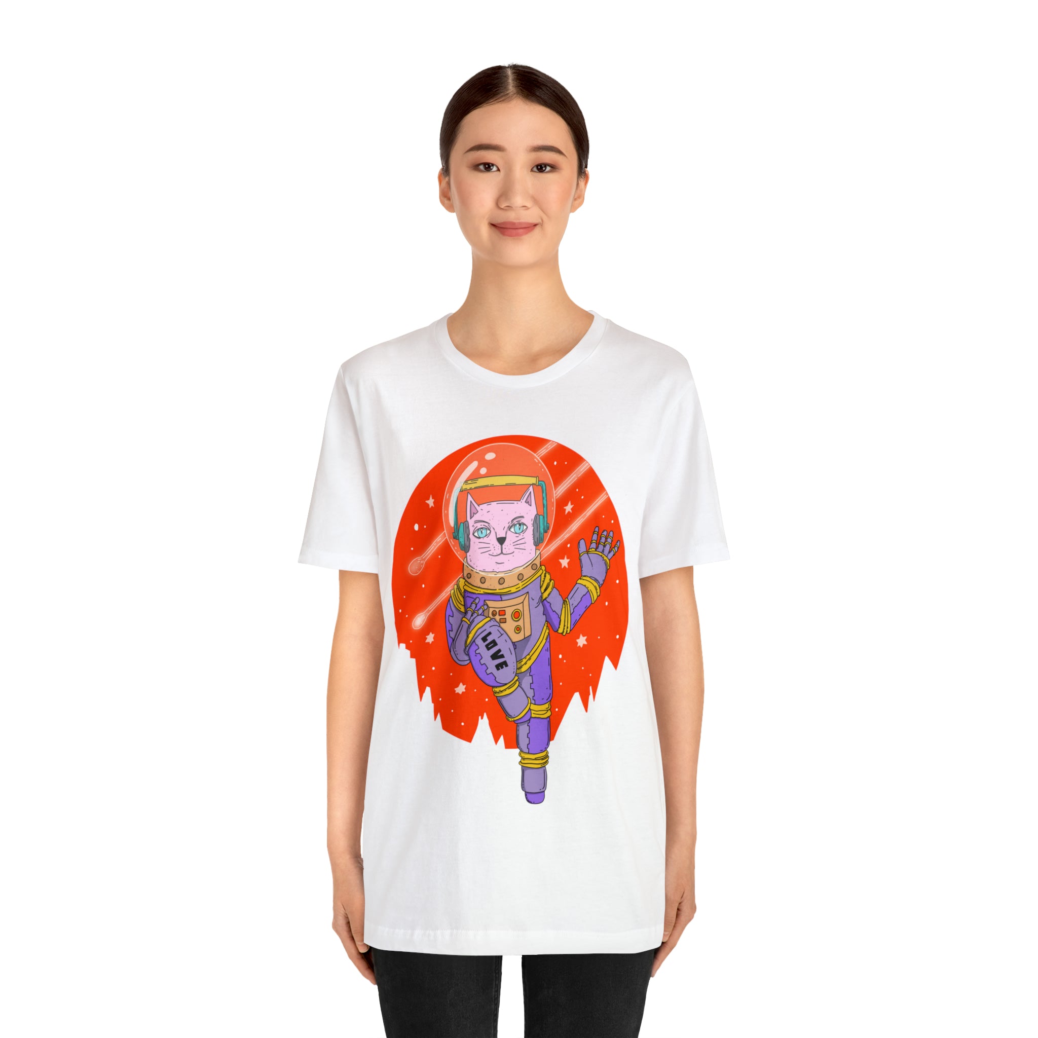 Space Cat Unisex T-Shirt | Telescope Galaxy Stars Cat Lady Shirt