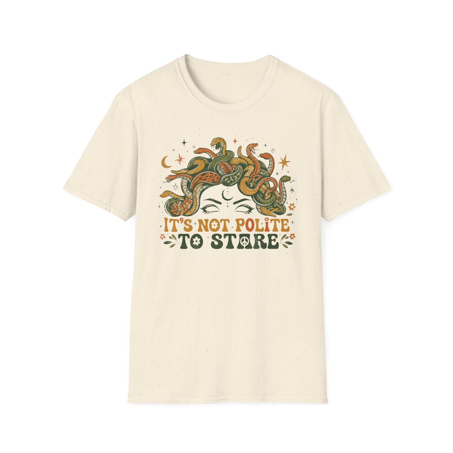 Medusa Snake Hair T-Shirt — "It's Not Polite to Stare" Retro Myth Tee
