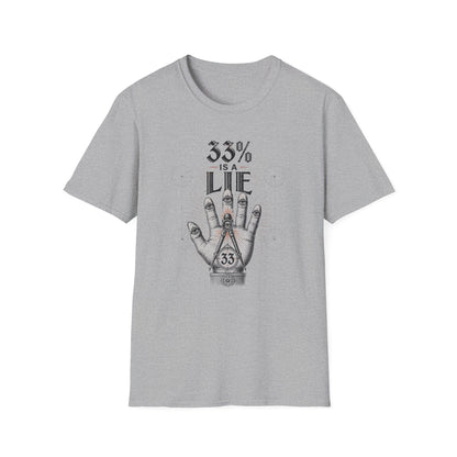33% Is a Lie Graphic Tee with Mystic Hand Illustration
