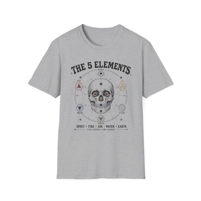 The 5 Elements Skull T-Shirt — Earth, Air, Fire, Water, Spirit Graphic Tee