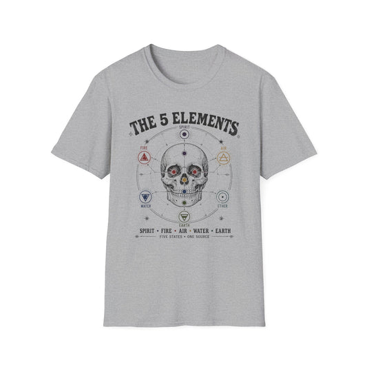 The 5 Elements Skull T-Shirt — Earth, Air, Fire, Water, Spirit Graphic Tee