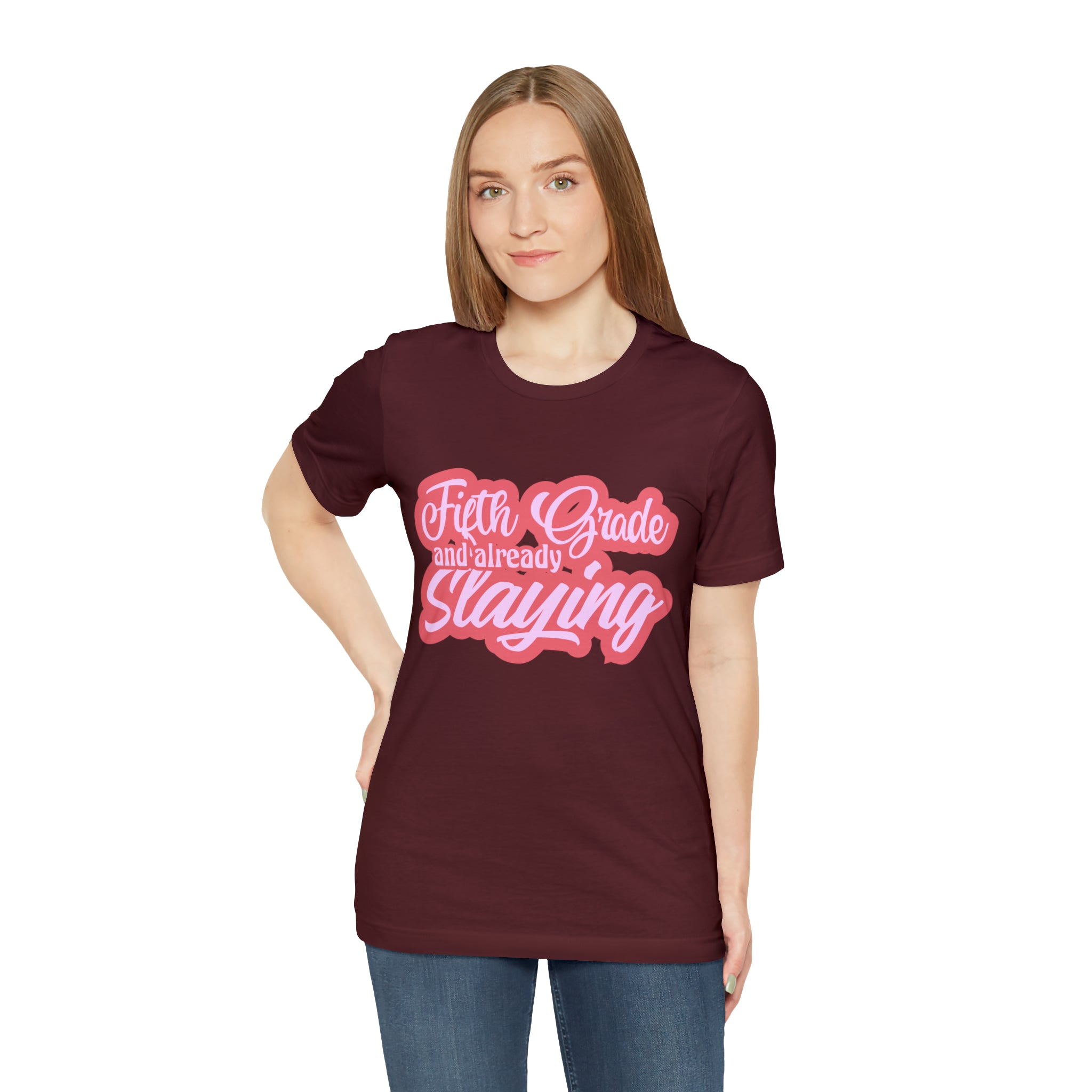 Slaying in Fifth Grade Shirt | Pink School Unisex T-Shirt