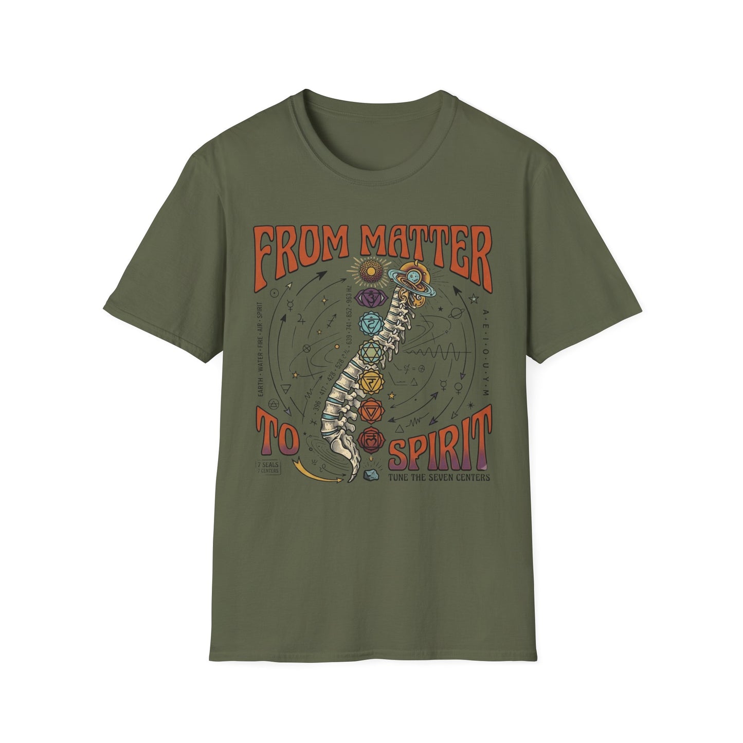 Spiritual Chakra Spine Graphic Tee—From Matter to Spirit T-Shirt