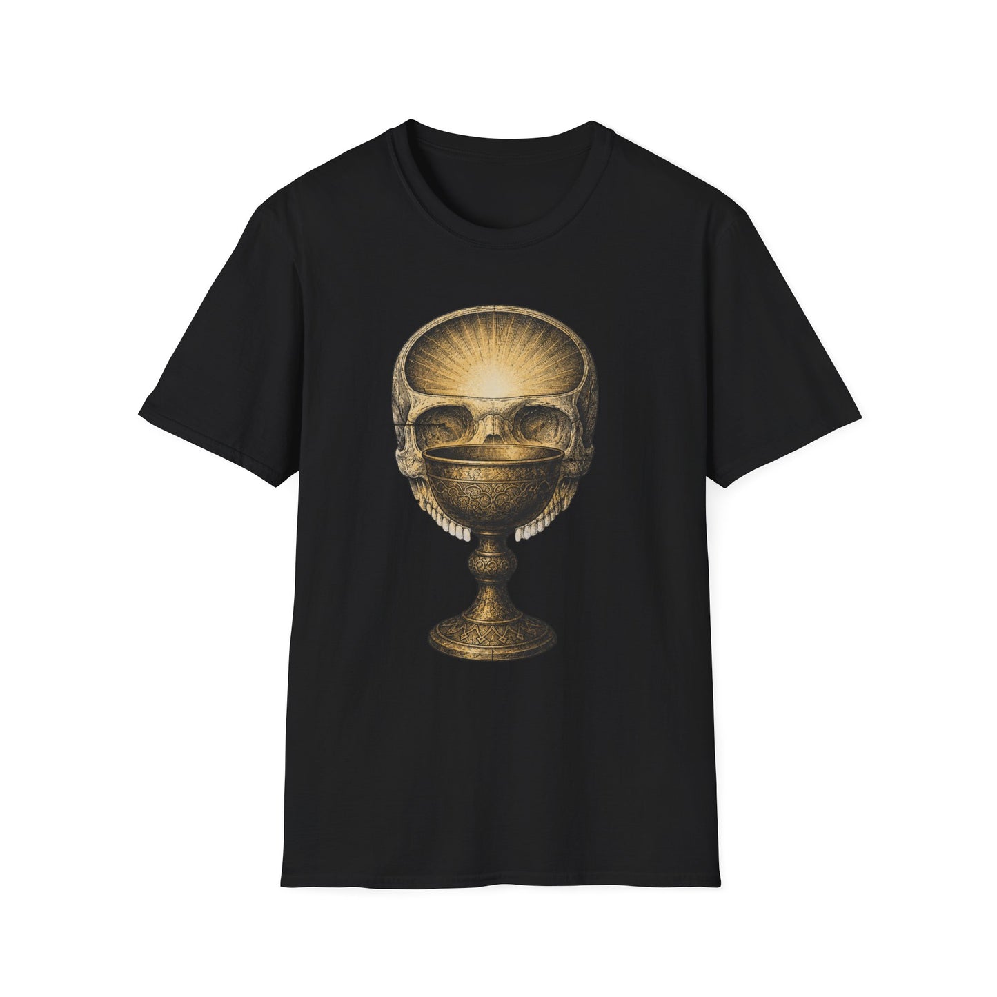 Golden Skull Chalice T-Shirt — Mystical Occult Graphic Tee