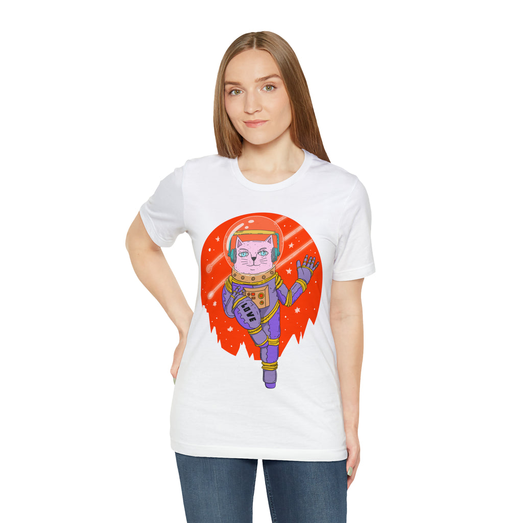 Space Cat Unisex T-Shirt | Telescope Galaxy Stars Cat Lady Shirt