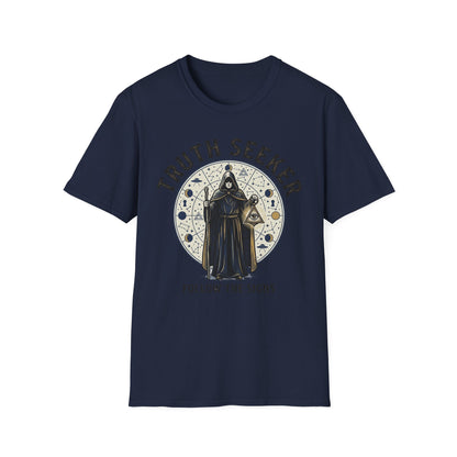 Truth Seeker T-Shirt — Mystical Hooded Sage 'Follow the Signs' Graphic Tee