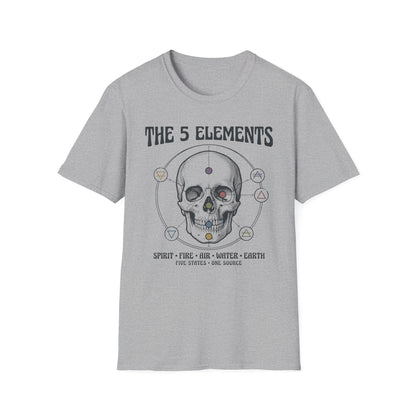 The 5 Elements Graphic T‑Shirt — Mystic Skull Elemental Symbols Tee