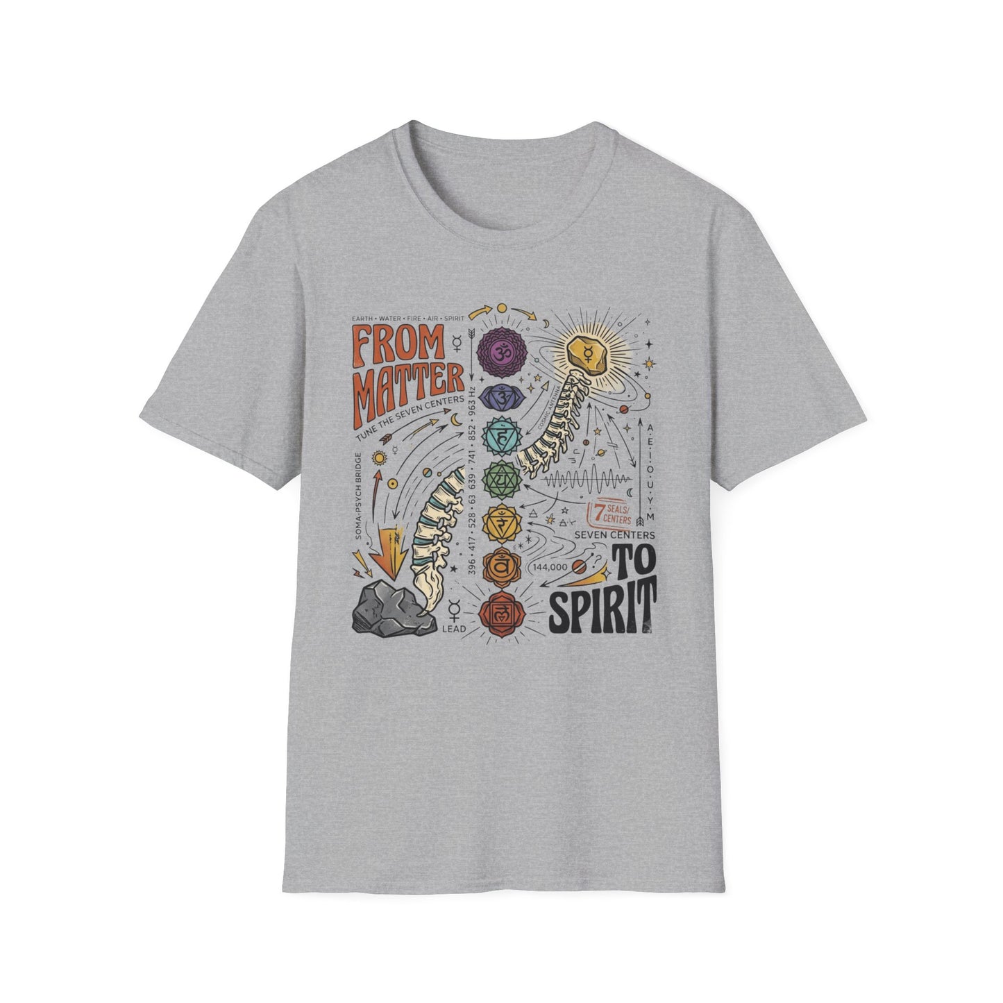 Chakra Spine T‑Shirt — "From Matter to Spirit" Spiritual Energy Tee