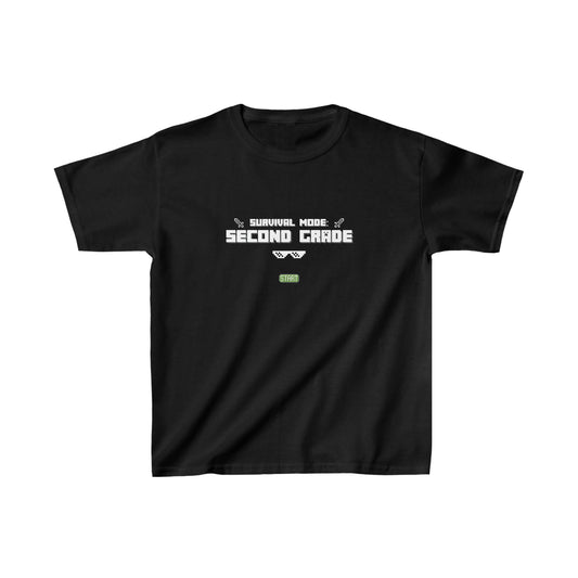 Second Grade Survival Mode | Minecraft Kids Heavy Cotton™ Tee