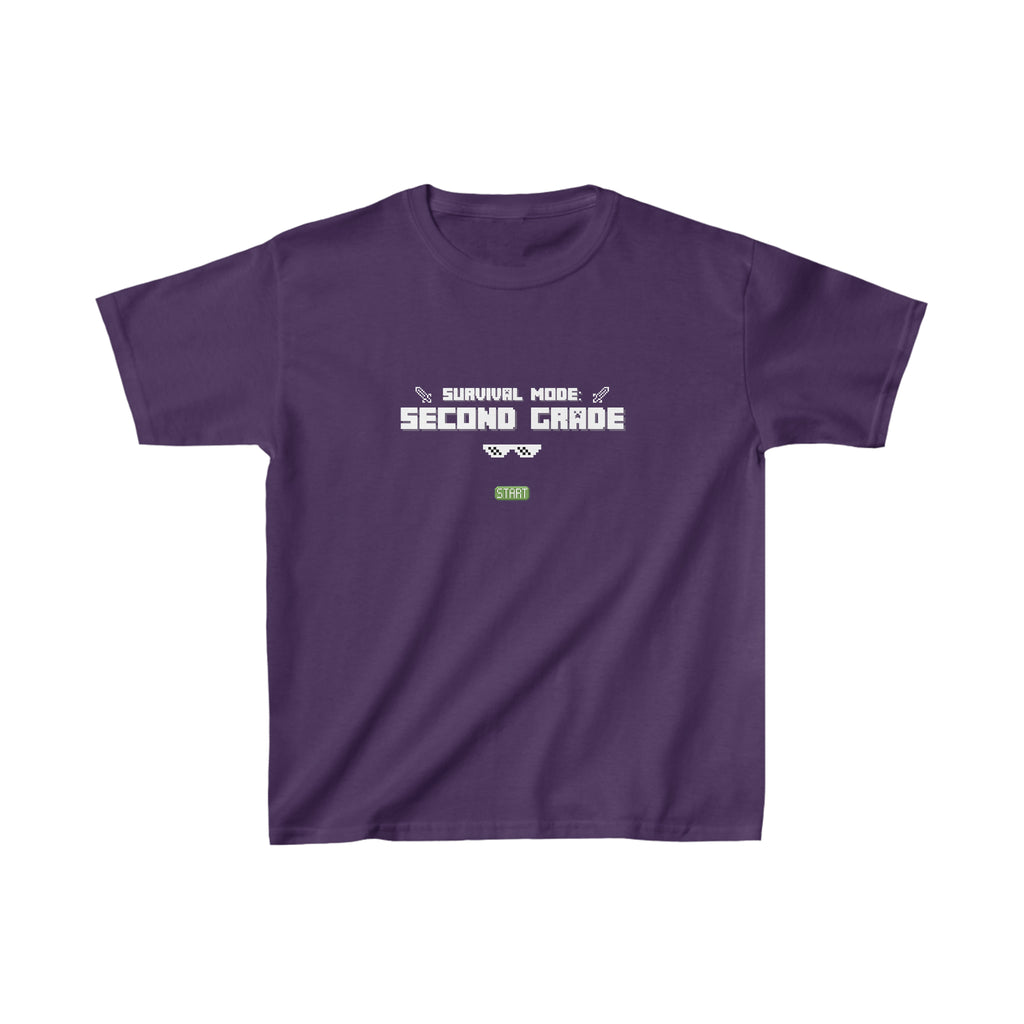 Second Grade Survival Mode | Minecraft Kids Heavy Cotton™ Tee