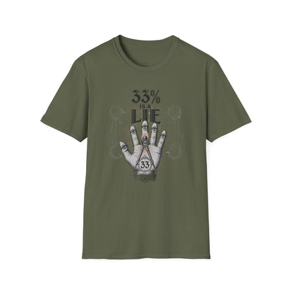 33% Is a Lie Graphic Tee with Mystic Hand Illustration