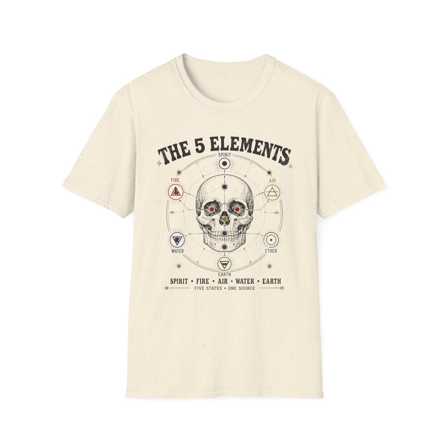 The 5 Elements Skull T-Shirt — Earth, Air, Fire, Water, Spirit Graphic Tee