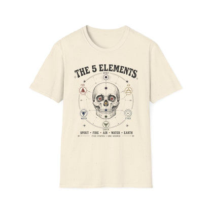 The 5 Elements Skull T-Shirt — Earth, Air, Fire, Water, Spirit Graphic Tee