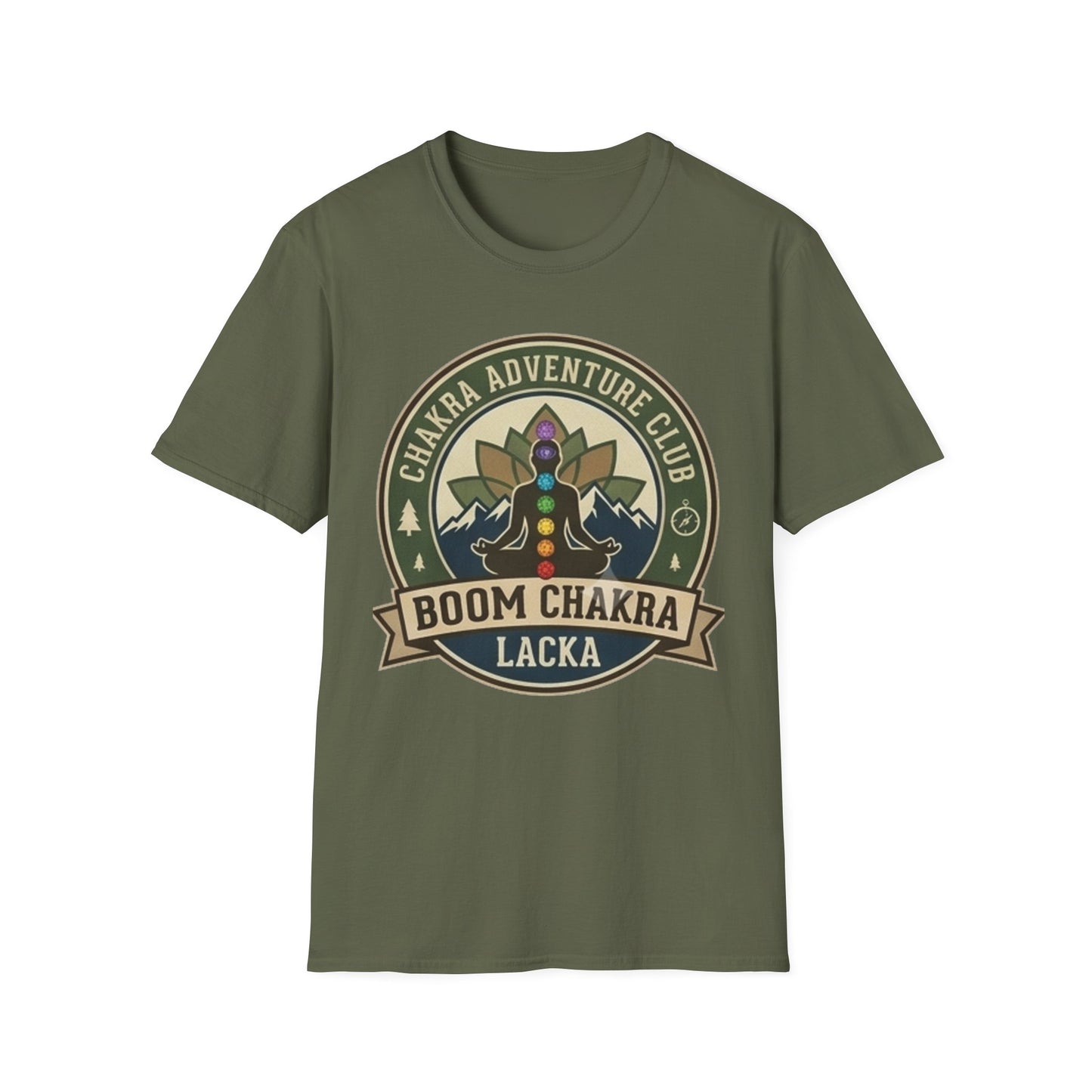 Chakra Adventure Club T‑Shirt — 'Boom Chakra Lacka' Spiritual Hiking Graphic