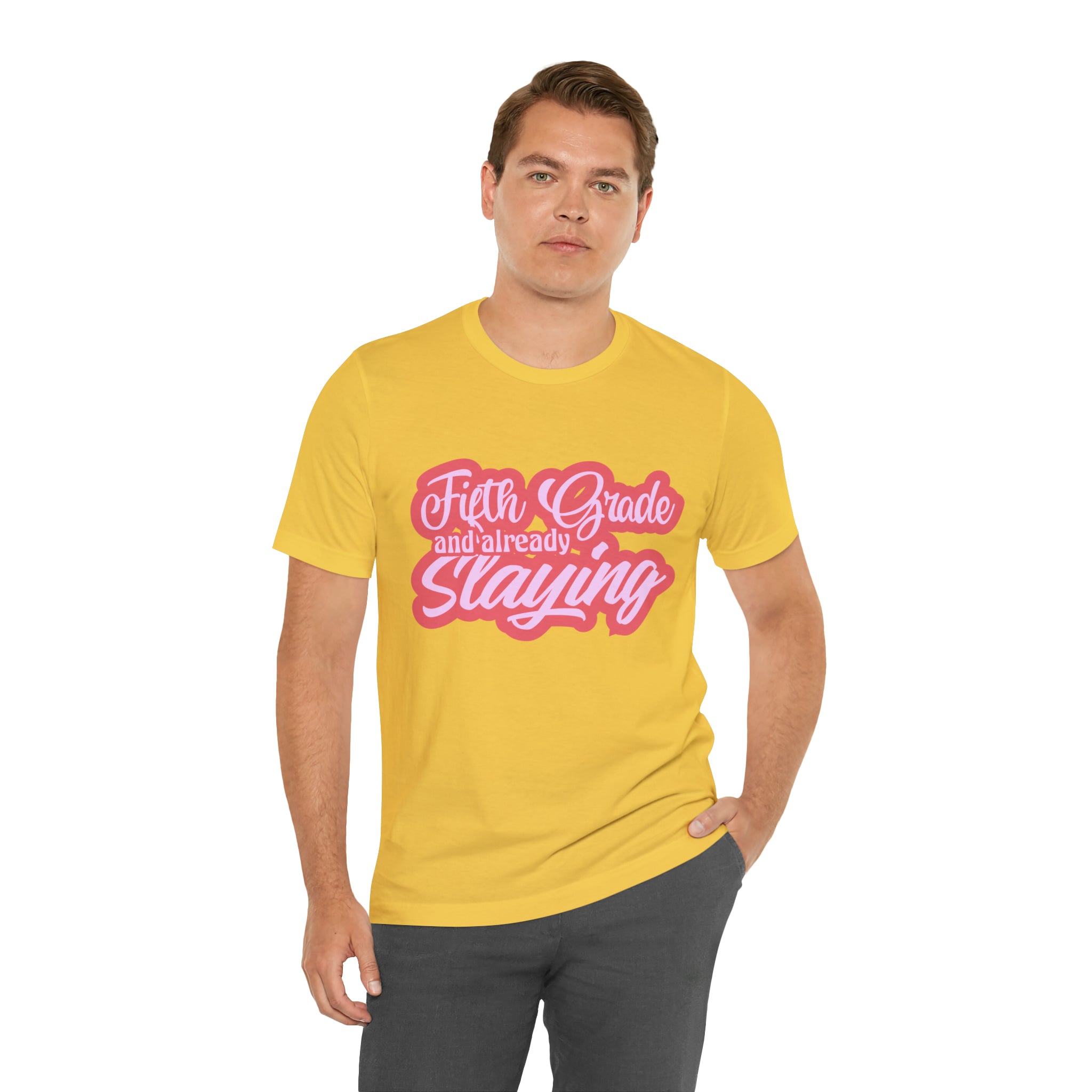 Slaying in Fifth Grade Shirt | Pink School Unisex T-Shirt