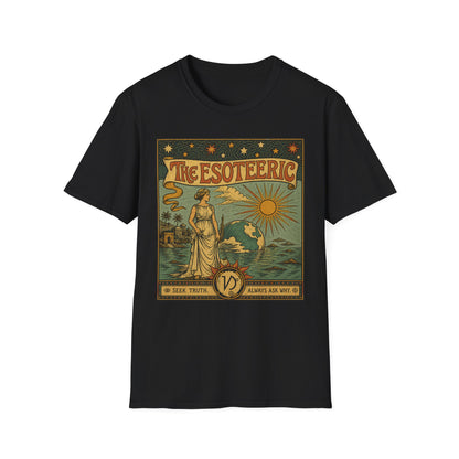 Esoteric Vintage Graphic T‑Shirt — 'The Esoteric' Retro Sun & Mystical Woman Design