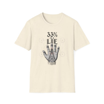 33% Is a Lie Graphic Tee with Mystic Hand Illustration