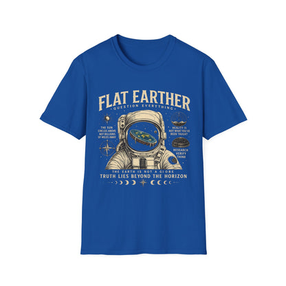 Flat Earther T-Shirt — 'Question Everything' Astronaut Graphic Tee