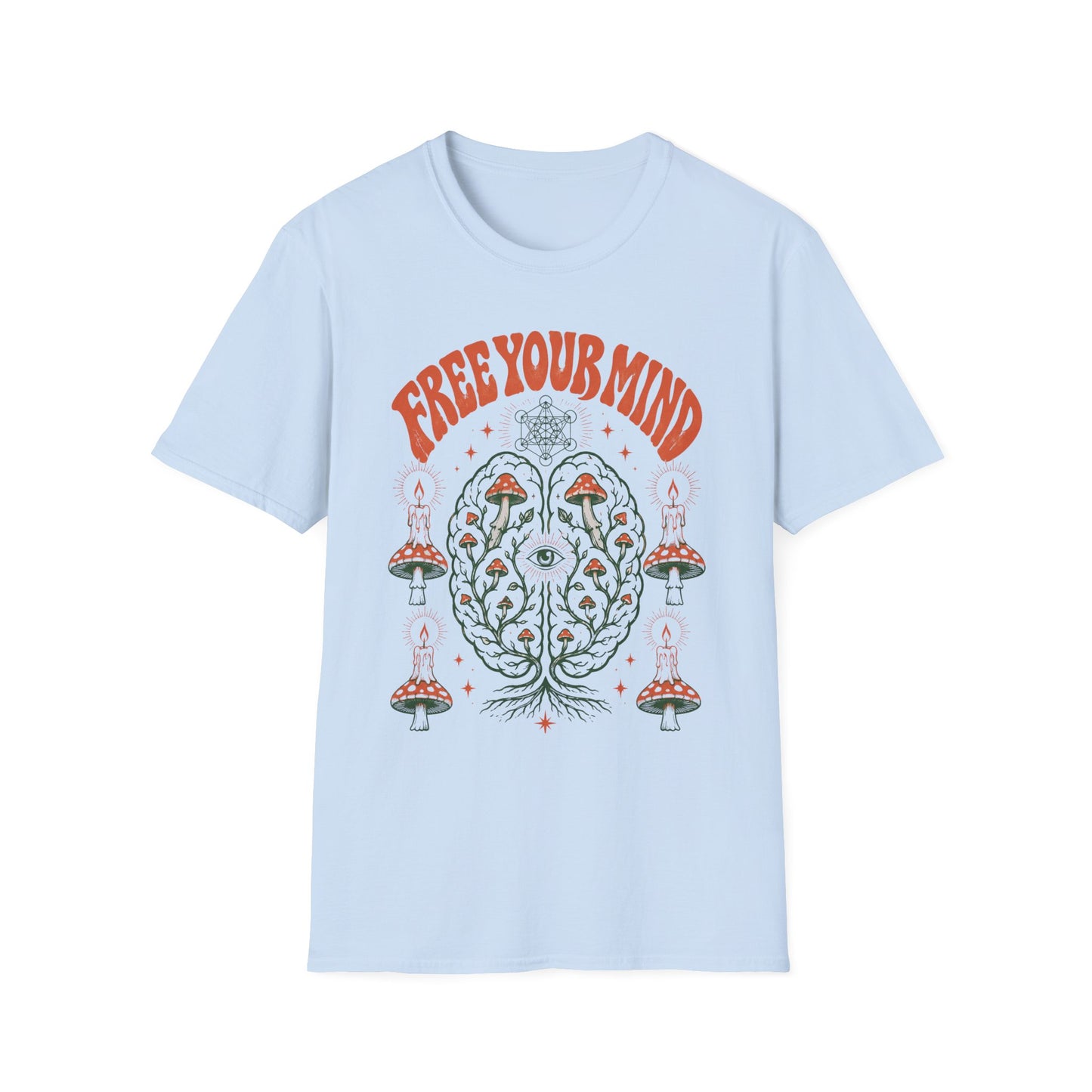 Free Your Mind T-Shirt — Retro Psychedelic Mushroom Graphic Tee