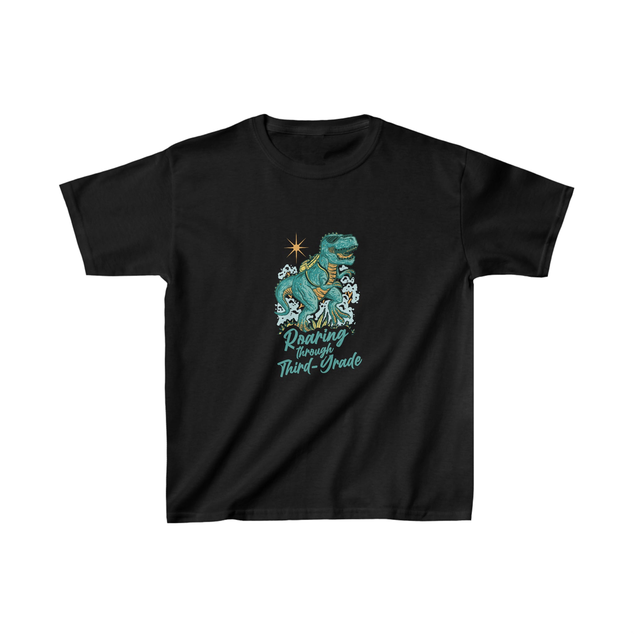 Dinosaur Roaring Through School | Third Grade Kids Heavy Cotton™ Tee