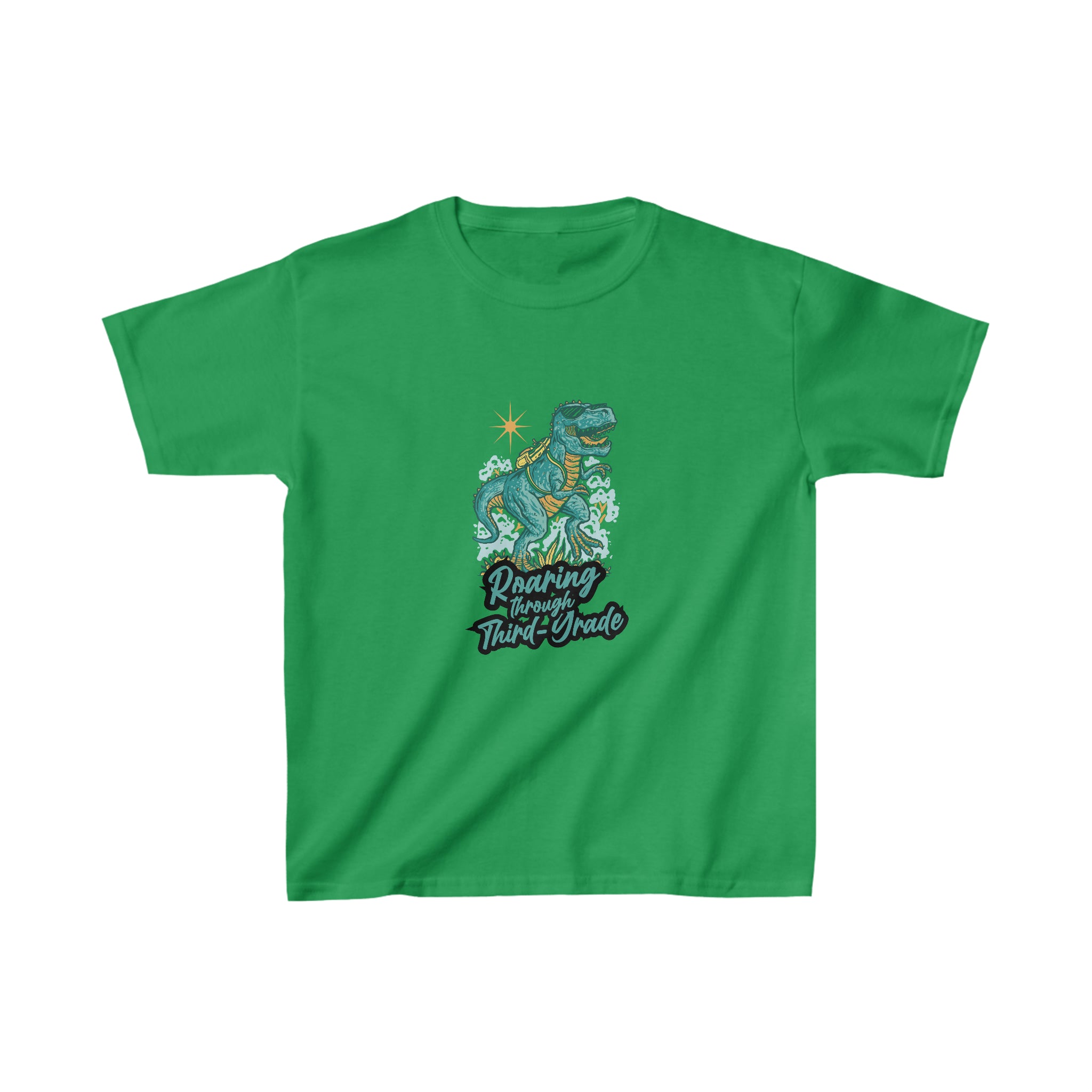 Dinosaur Roaring Through School | Third Grade Kids Heavy Cotton™ Tee