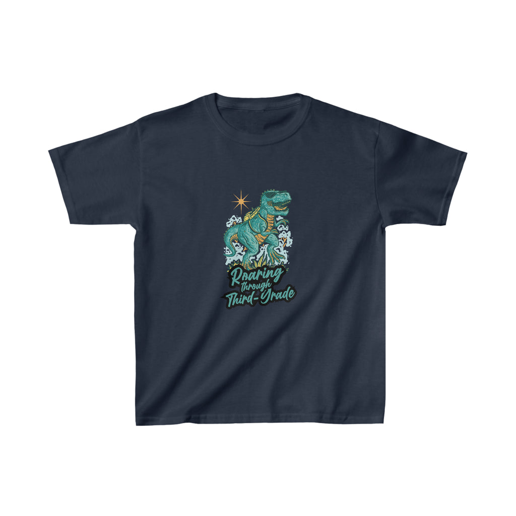 Dinosaur Roaring Through School | Third Grade Kids Heavy Cotton™ Tee