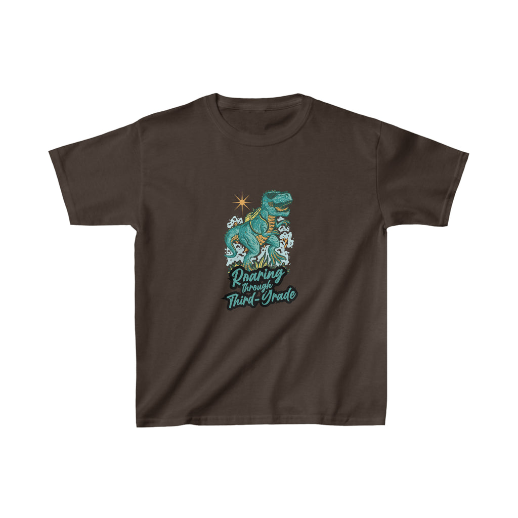 Dinosaur Roaring Through School | Third Grade Kids Heavy Cotton™ Tee