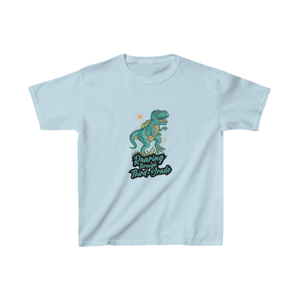 Dinosaur Roaring Through School | Third Grade Kids Heavy Cotton™ Tee