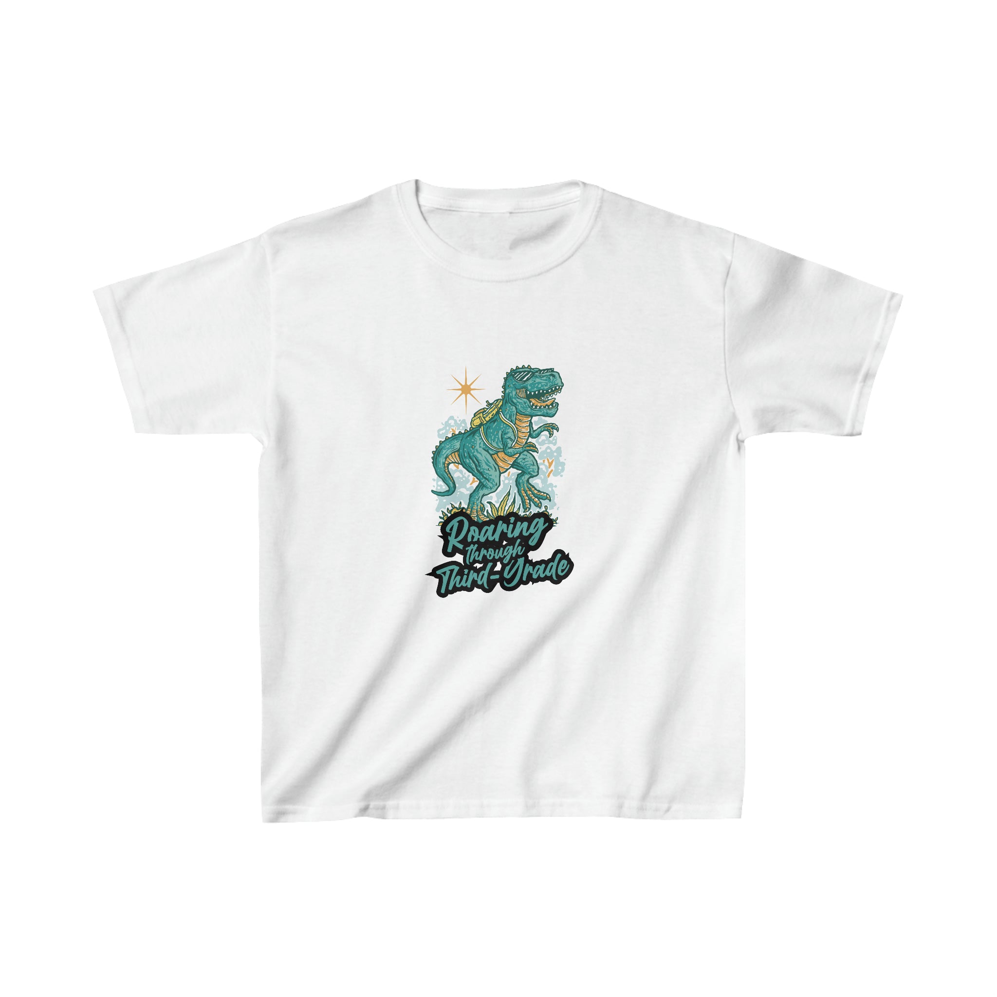 Dinosaur Roaring Through School | Third Grade Kids Heavy Cotton™ Tee