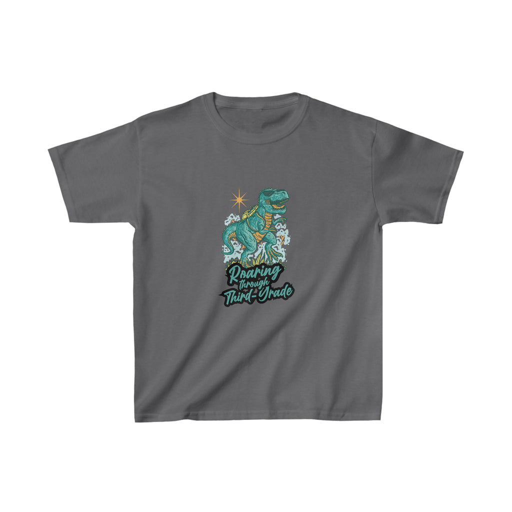 Dinosaur Roaring Through School | Third Grade Kids Heavy Cotton™ Tee