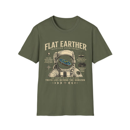 Flat Earther T-Shirt — 'Question Everything' Astronaut Graphic Tee