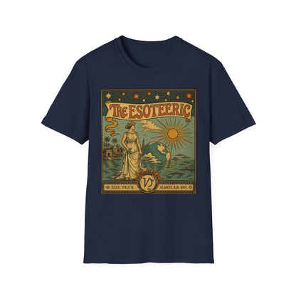 Esoteric Vintage Graphic T‑Shirt — 'The Esoteric' Retro Sun & Mystical Woman Design