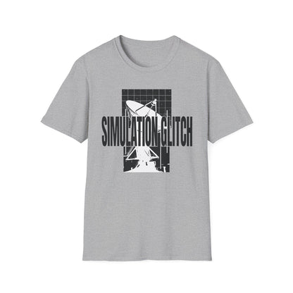 Simulation Glitch T-Shirt — Retro Satellite Grid Graphic Tee