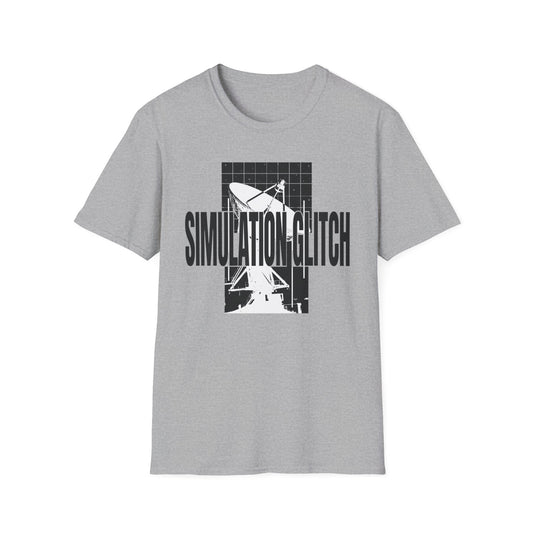 Simulation Glitch T-Shirt — Retro Satellite Grid Graphic Tee