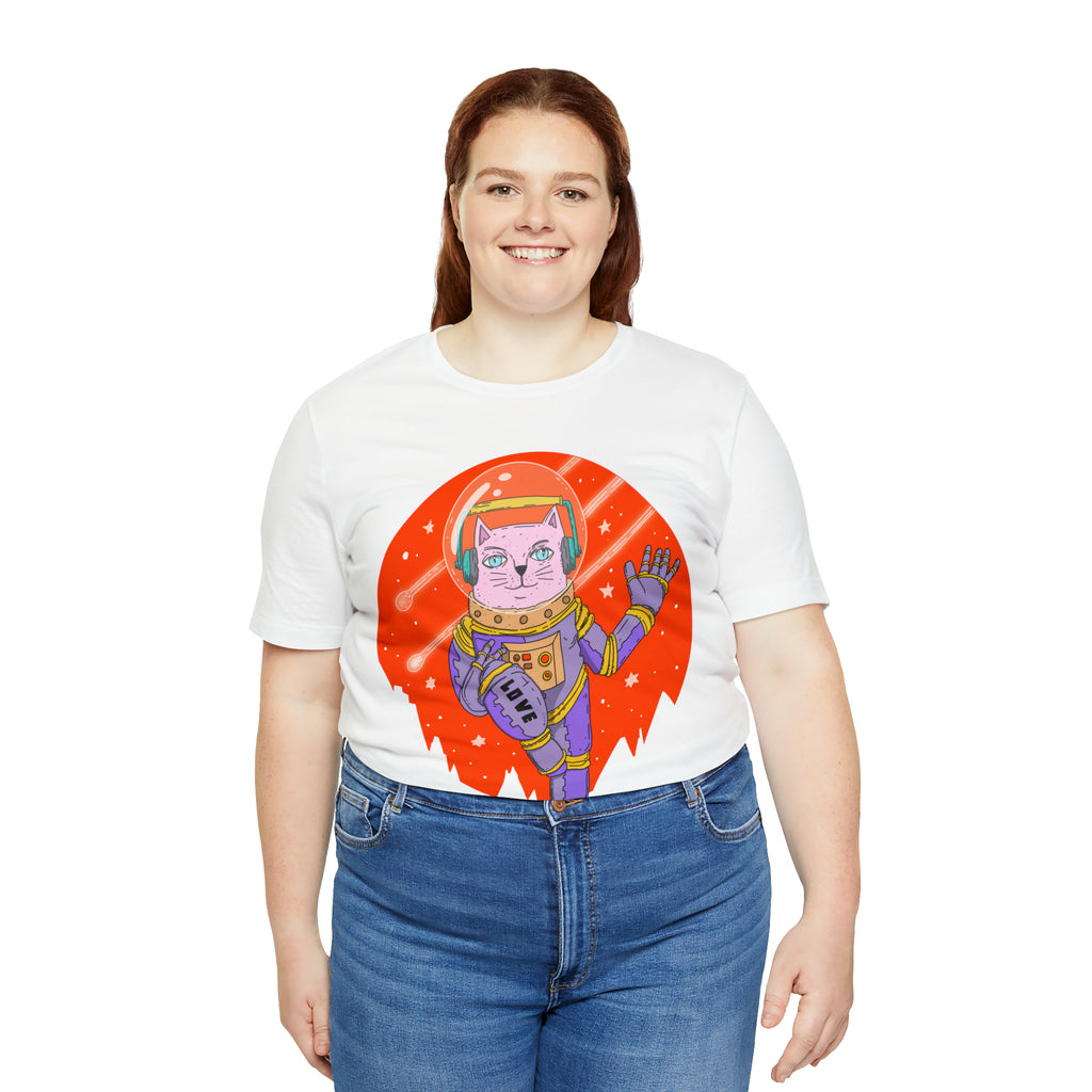 Space Cat Unisex T-Shirt | Telescope Galaxy Stars Cat Lady Shirt