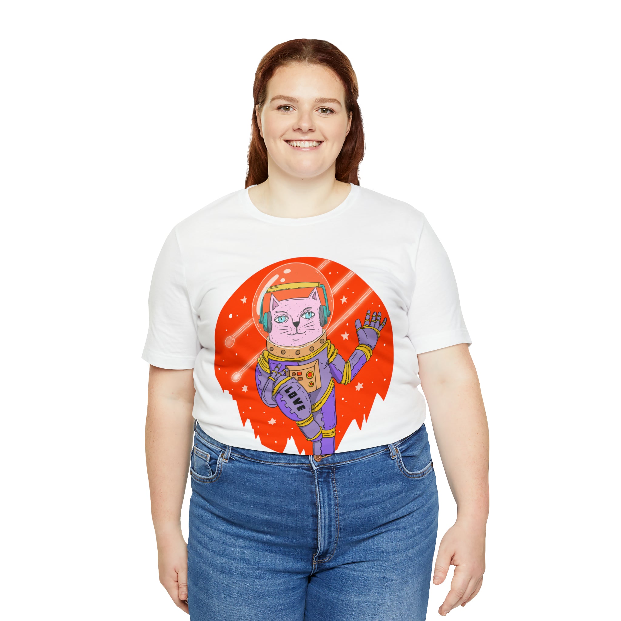 Space Cat Unisex T-Shirt | Telescope Galaxy Stars Cat Lady Shirt