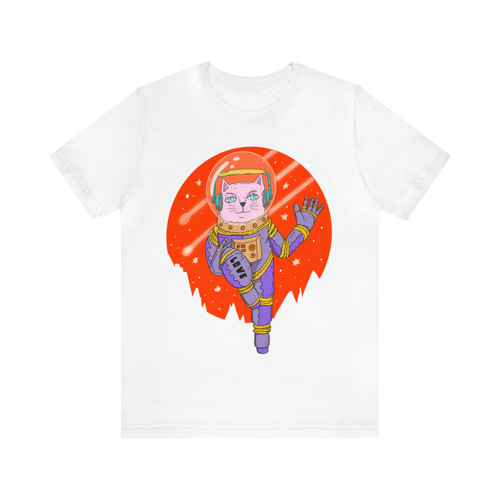 Space Cat Unisex T-Shirt | Telescope Galaxy Stars Cat Lady Shirt