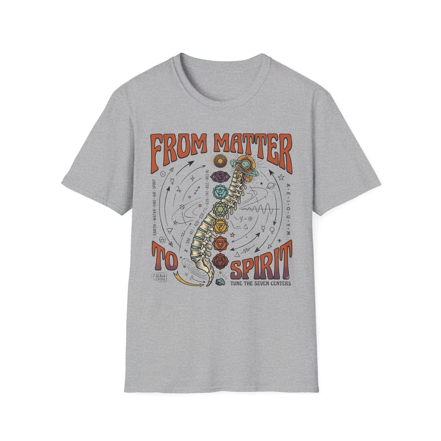 Spiritual Chakra Spine Graphic Tee—From Matter to Spirit T-Shirt