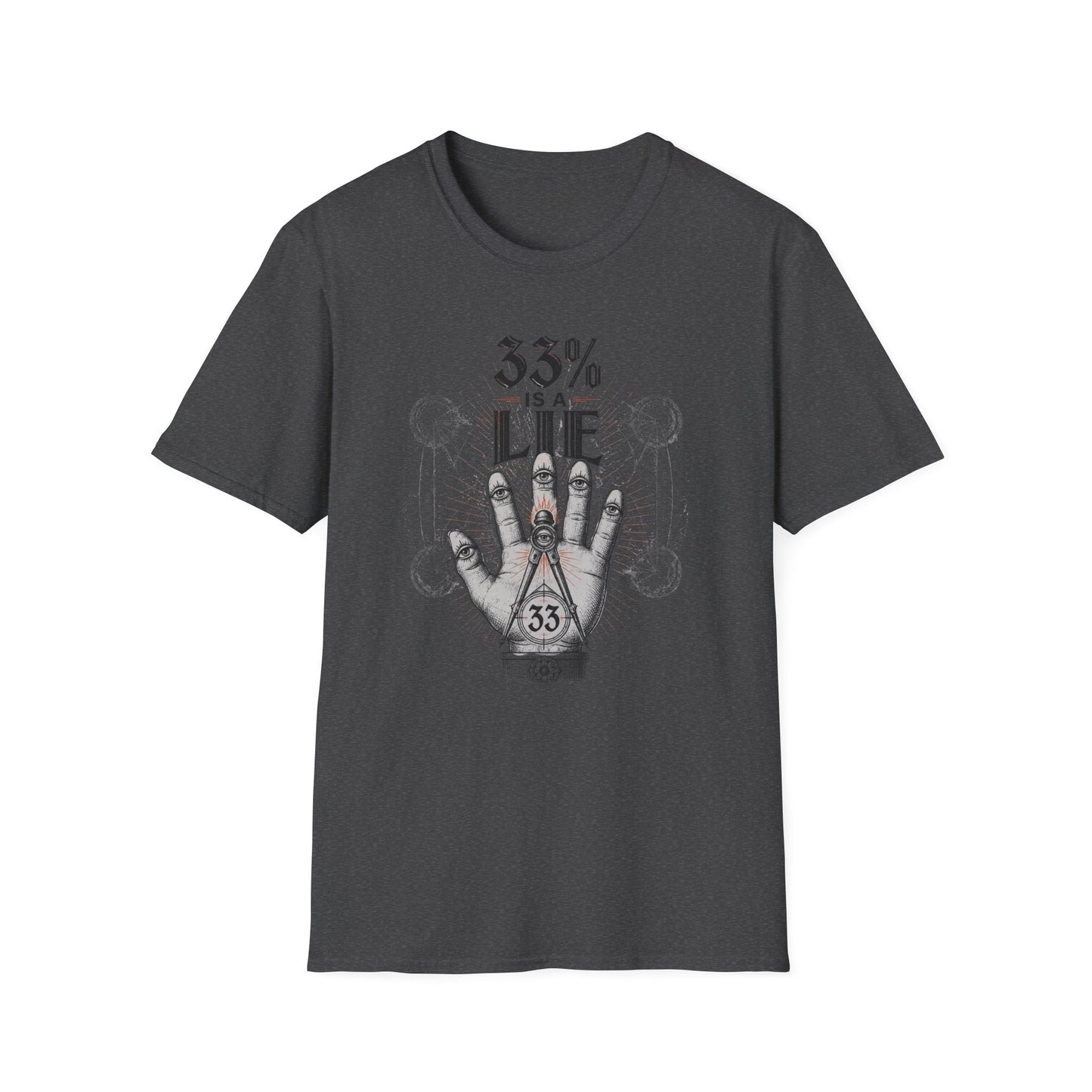 33% Is a Lie Graphic Tee with Mystic Hand Illustration